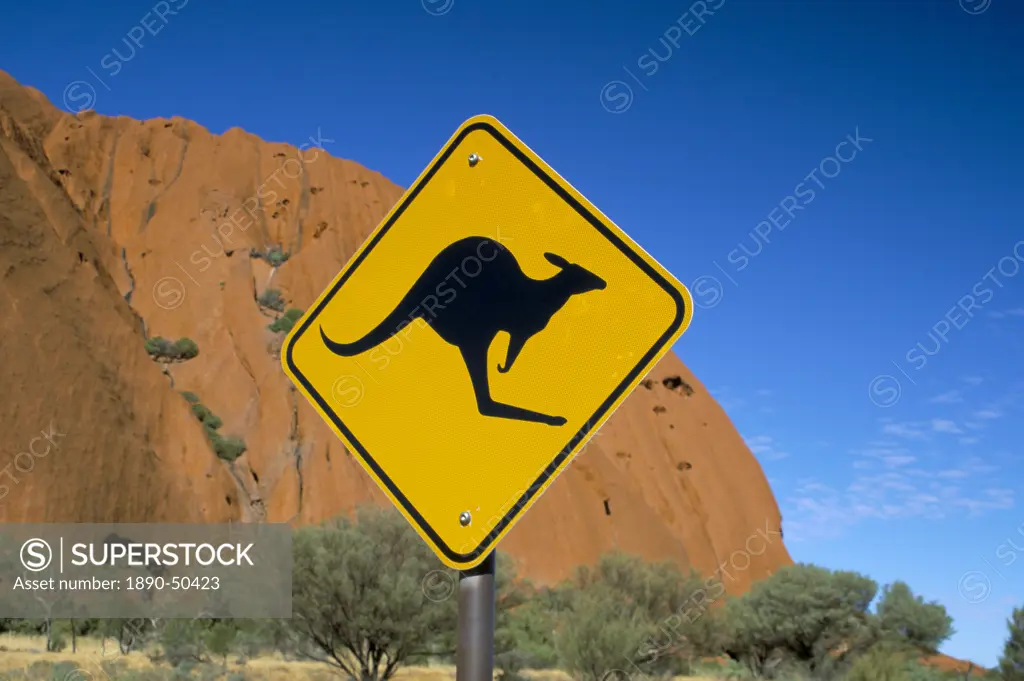 Kangaroo road sign at Uluru Ayers Rock, Uluru_Kata Tjuta National Park, Northern Territory, Australia, Pacific