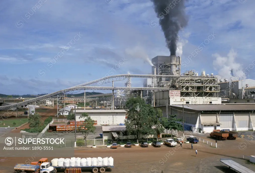 Timber mill, Jari project on Jari River, Brazil, South America