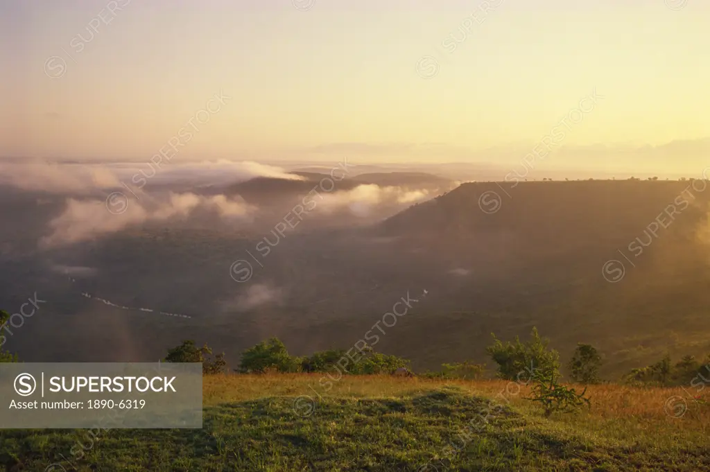 View of Mwaluganje Elephant Sanctuary, Shimbas, Kenya, East Africa, Africa