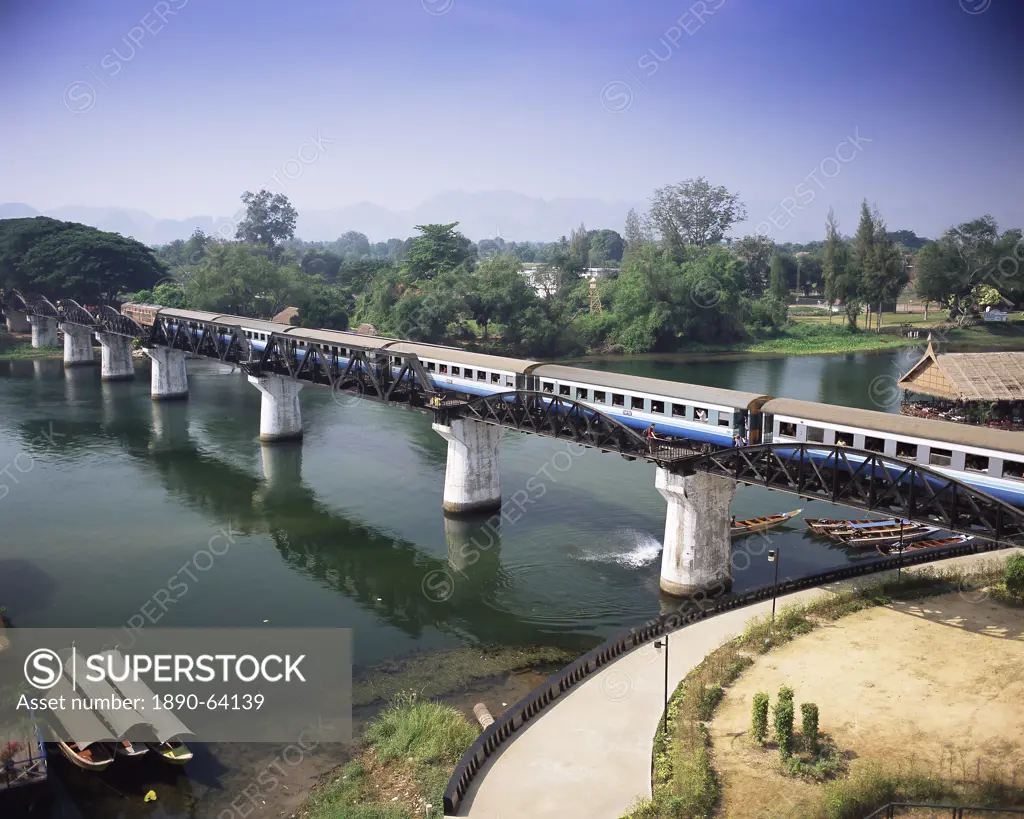 The Death Railway bridge on the River Kwai Saphan Mae Nam Khwae Yai, Kanchanaburi, Kanchanaburi Province, Thailand, Southeast Asia, Asia