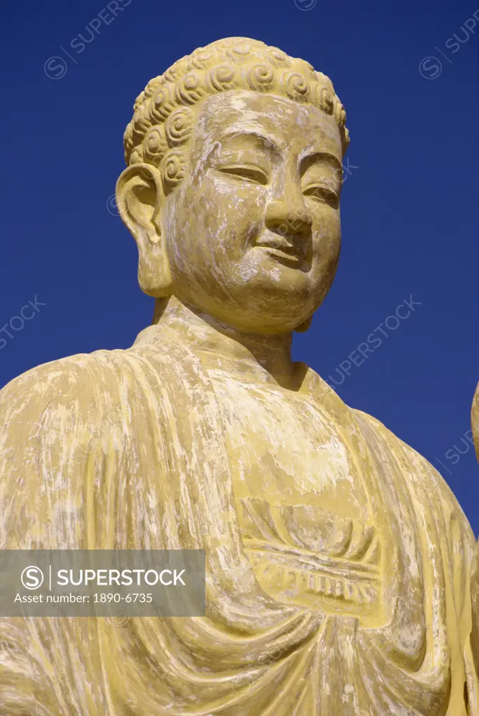 Close_up of the statue of the Buddha at Nhu Lai Temple, Vung Tau Peninsula, Vietnam, Indochina, Southeast Asia, Asia