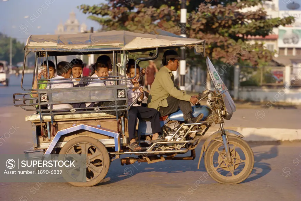 Jumbo motorcycle taxi, Vientiane, Laos, Indochina, Southeast Asia, Asia