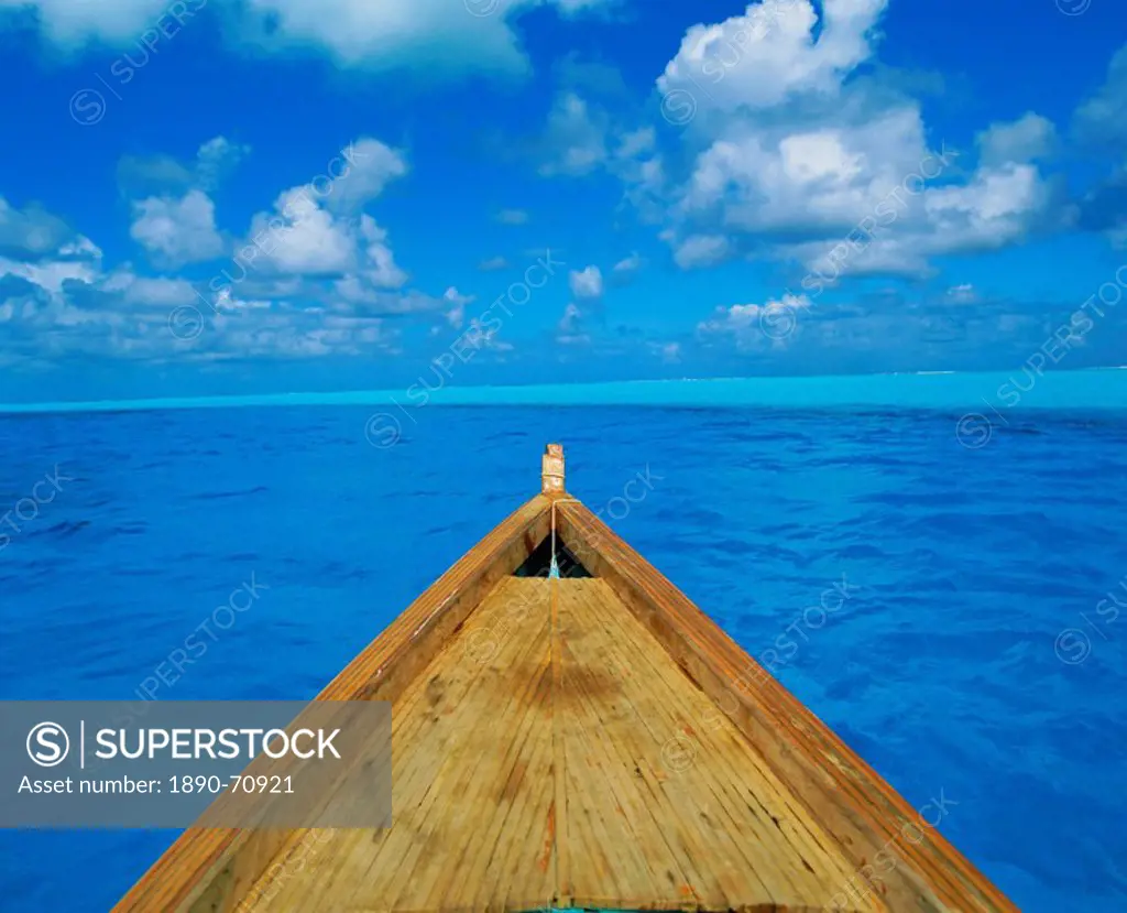 Boat on the Pacific Ocean, Bora Bora, Tahiti, Society Islands, French Polynesia, Pacific