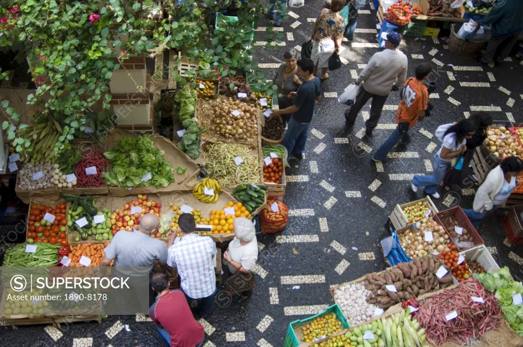 Fresh fruit and vegetables in the market, Funchal, Madeira, Portugal, Europe