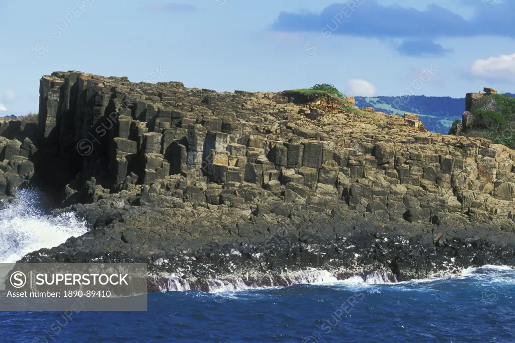 Columnar structures, created during cooling of basalt lava, near Bombo Beach, Kiama, south coast, New South Wales, Australia, Pacific