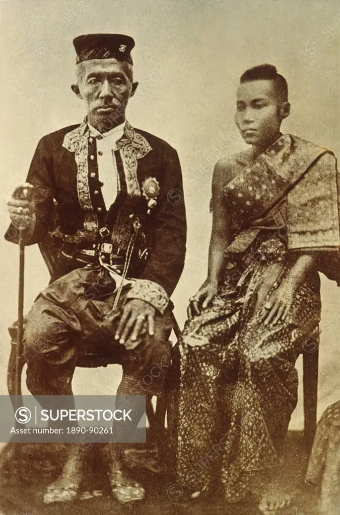 Photo of King Mongkut Rama IV ruled between 1951 and 1868, with his wife, Thailand, Southeast Asia,Asia