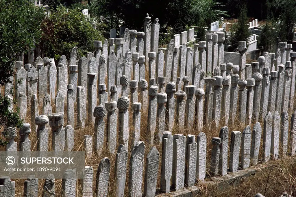 Tombstones, Ottoman graveyard, Istanbul, Turkey, Europe