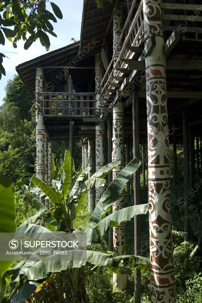 Orang Ulu tribal longhouse, Sarawak Cultural Village, Santubong, Sarawak, Malaysian Borneo, Malaysia, Southeast Asia, Asia