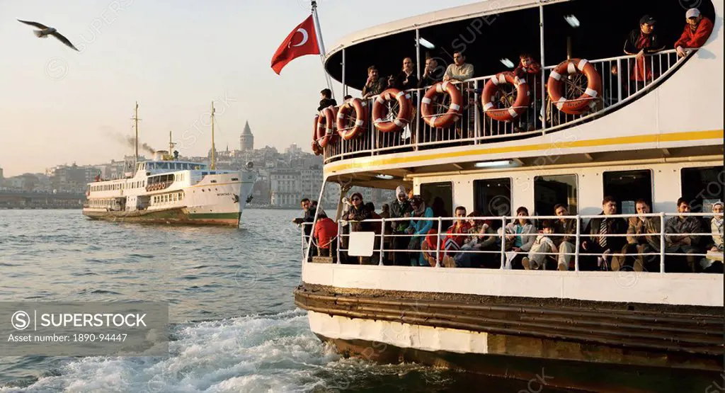 Passenger ferry on the Bosphorous, Istanbul, Turkey, Europe