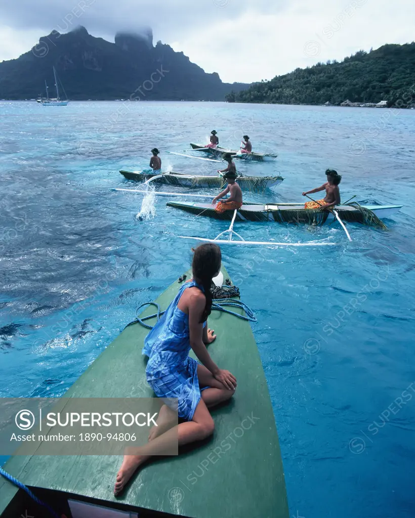 Fishing, Bora Bora, Society Islands, French Polynesia, South Pacific, Pacific