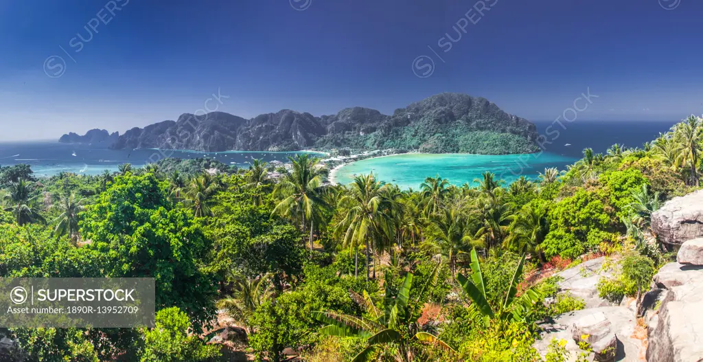 Panorama of Ko Phi Phi Don, beautiful tropical island in Thailand, Southeast Asia, Asia