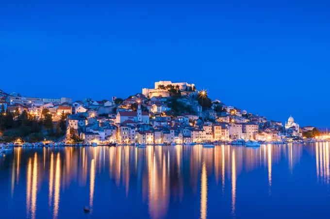 St. Michael's Fortress and Sibenik Harbour, Sibenik, Dalmatian Coast, Croatia, Europe