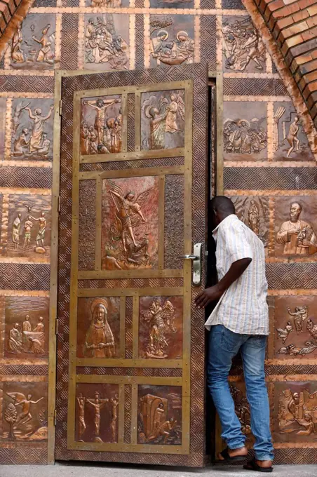 Gate, St. Anne's Basilica, Brazzaville, Congo, Africa