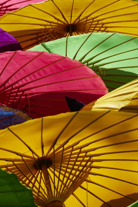 Umbrellas at Borsang Handicraft Village, Chiang Mai, Thailand, Southeast Asia, Asia