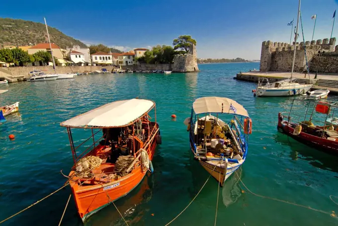 The harbour of Nafpaktos, central Greece, Greece, Europe