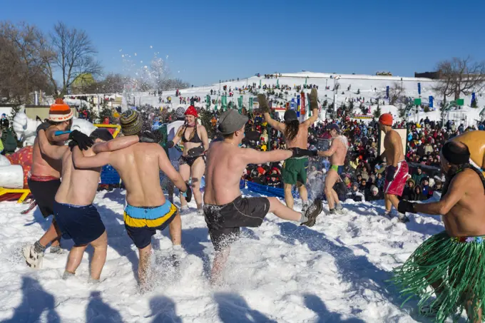 Bain de Neige (Snow Bath), Quebec Winter Carnival, Quebec City, Quebec, Canada, North America