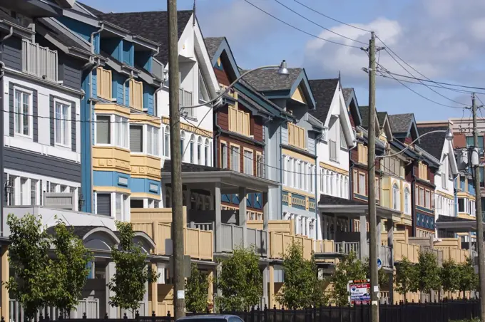 Multi_coloured houses in the Beaches area of Toronto, Ontario, Canada, North America