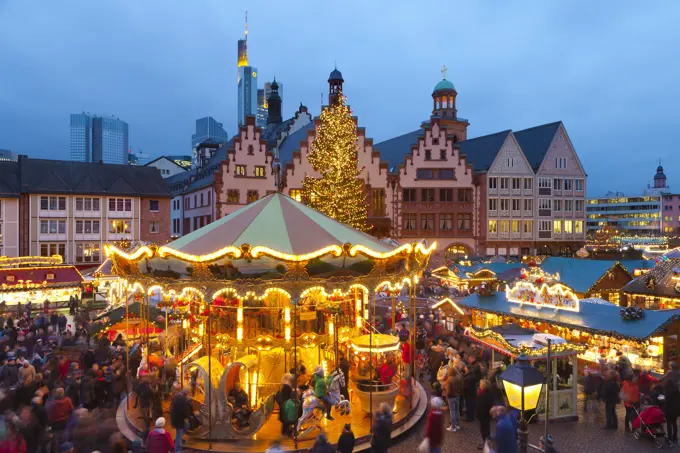 Christmas Market in Romerberg, Frankfurt, Germany, Europe