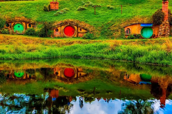 Hobbit Houses, Hobbiton, North Island, New Zealand, Pacific