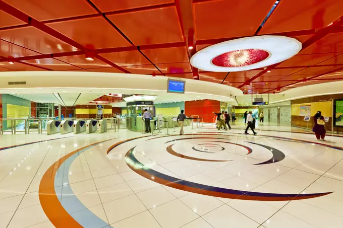 Al Fahidi Metro Station interior, Bur Dubai, Dubai, United Arab Emirates, Middle East