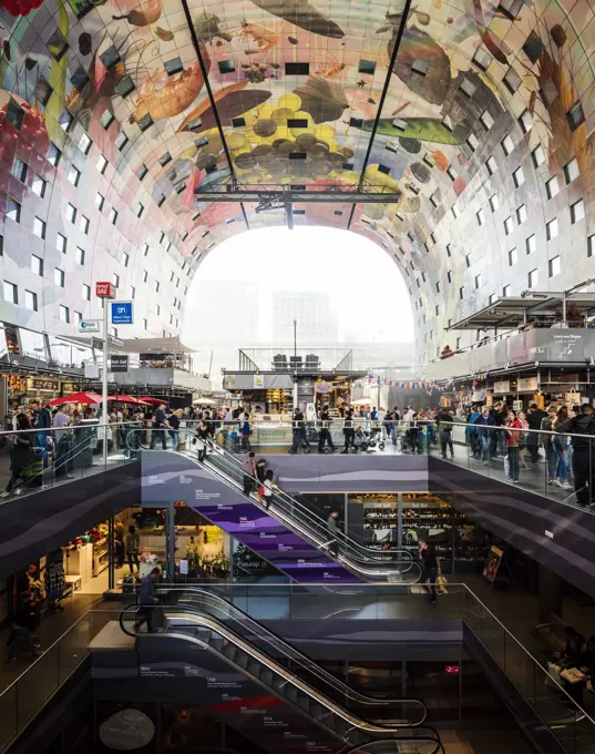 Interior of Markthal, Westnieuwland, Rotterdam, Netherlands, Europe