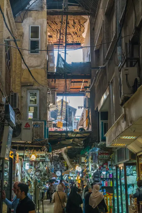 Multi-storied section of main Tehran Bazaar, Tehran, Iran, Middle East