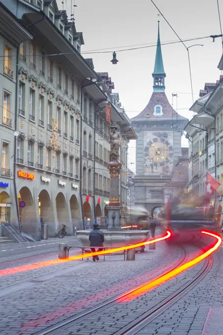 Marktgasse and Zytglogge Apotheke, Bern, Jungfrau region, Bernese Oberland, Swiss Alps, Switzerland, Europe