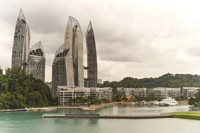 The Marina at Keppel Bay on the approach to Harbourfront Centre cruise ship mooring, Singapore, Southeast Asia, Asia