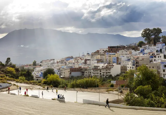 View over Chefchaouen (Chaouen) (The Blue City), Morocco, North Africa, Africa