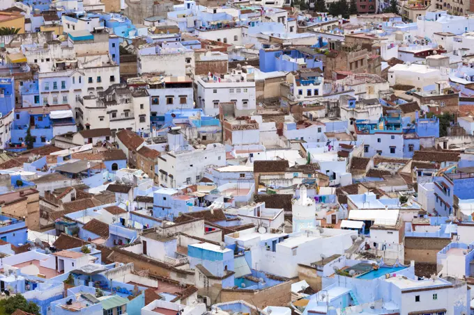 View over Chefchaouen (Chaouen) (The Blue City), Morocco, North Africa, Africa