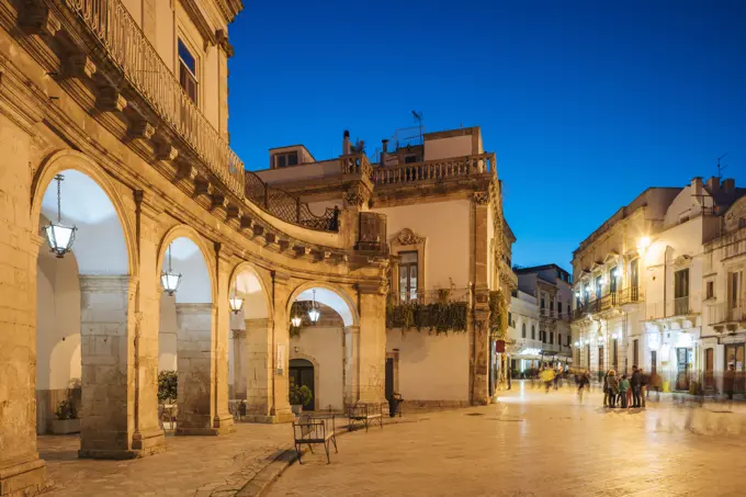 Via Giuseppe Garibaldi at night, Centro Storico, Martina Franca, Puglia, Italy, Europe