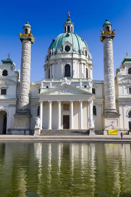 Karlskirche (St. Charles Church), baroque architecture, Karlsplatz, Vienna, Austria, Europe