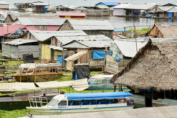 Floating houses in Iquitos, Peru, South America