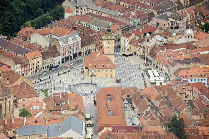 Old Market Square from Mount Tampa, Brasov, Transylvania, Romania, Europe