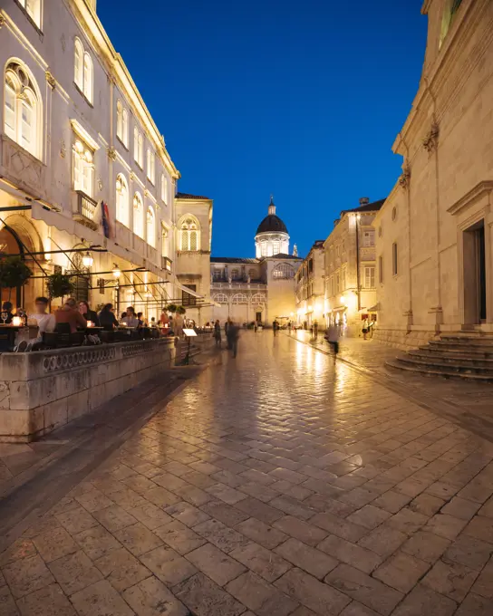 Old Town at night, UNESCO World Heritage Site, Dubrovnik, Croatia, Europe