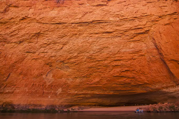 The Redwall Cavern, a giant cave in the walls of the Grand Canyon, seen while rafting down the Colorado River, Grand Canyon, Arizona, United States of...