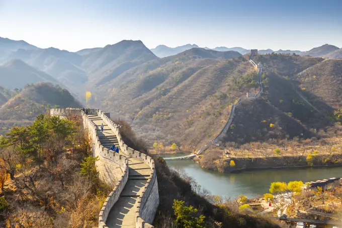 View of Great Wall of China at Huanghua Cheng (Yellow Flower), UNESCO World Heritage Site, Xishulyu, Jiuduhe Zhen, Huairou, People's Republic of China, Asia