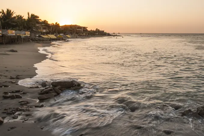 Sunset on the beach in Mancora, Peru, South America