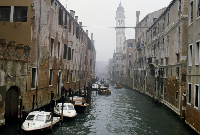 Boats on canal in Venice, Italy