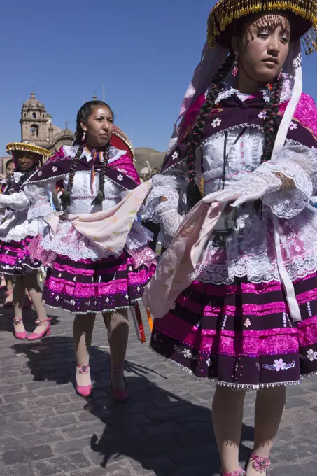 The festivities of Corpus Christi, the most important religious festival in Peru, held in Cuzco, Peru, South America