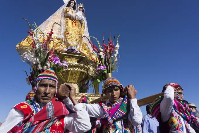 The festivities of Corpus Christi, the most important religious festival in Peru, held in Cuzco, Peru, South America