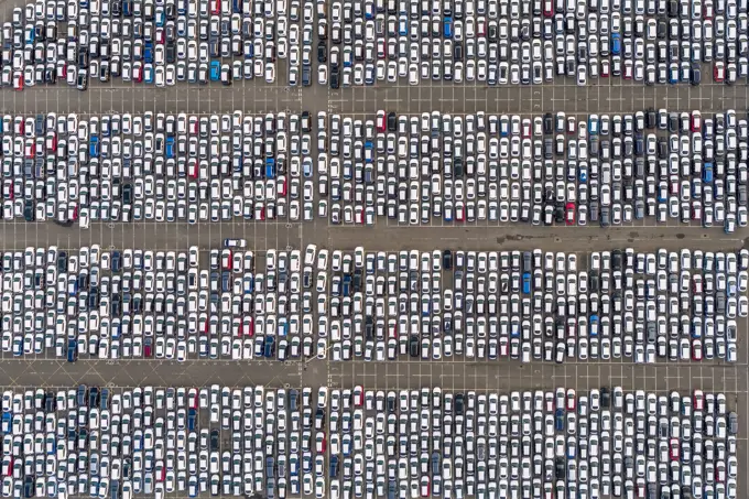 New cars, Tilbury Docks, Tilbury, Port of London, Essex, England, United Kingom, Europe