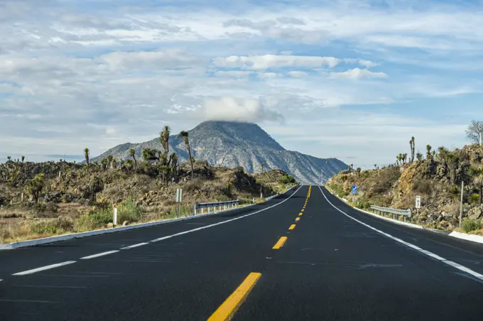 Road leading to El Pizarro volcano, Puebla, Mexico, North America