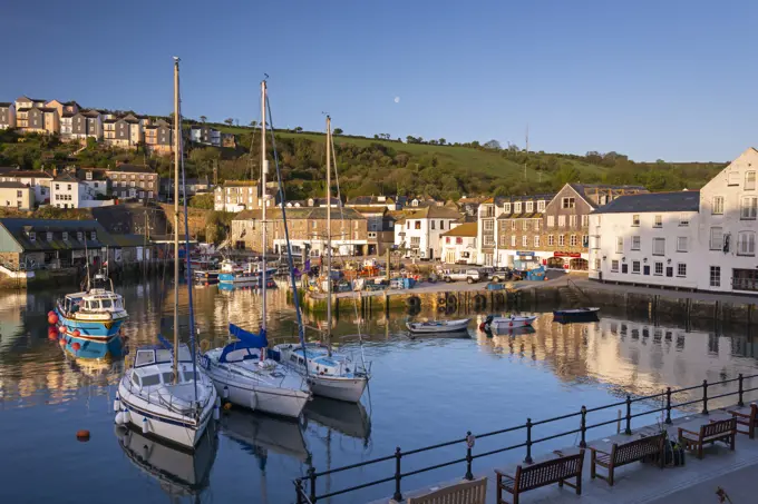 Boats moored in Mevagissey Harbour, Cornwall, England, United Kingdom, Europe