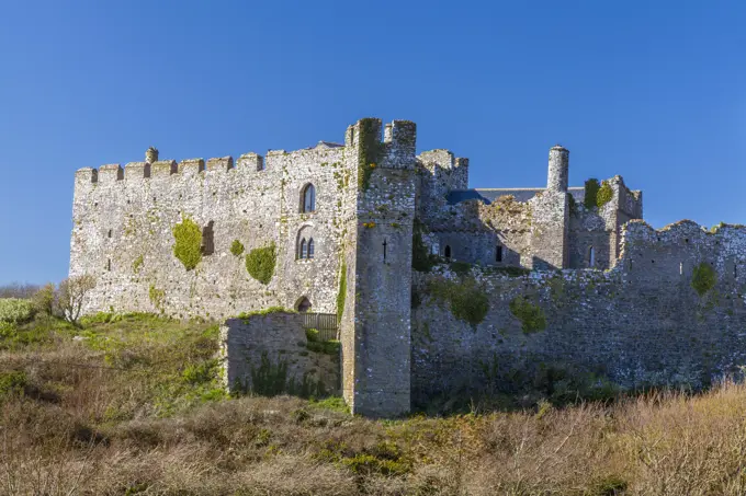 Manorbier Castle, Pembrokeshire, Wales, United Kingdom, Europe