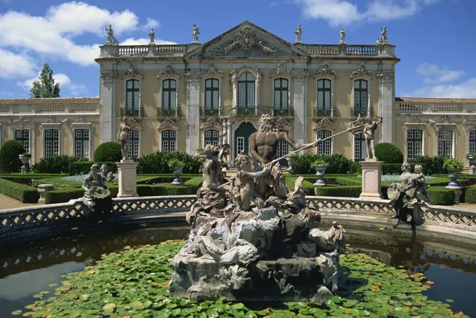 Fountain in front of the Queluz Palace in Lisbon, Portugal, Europe