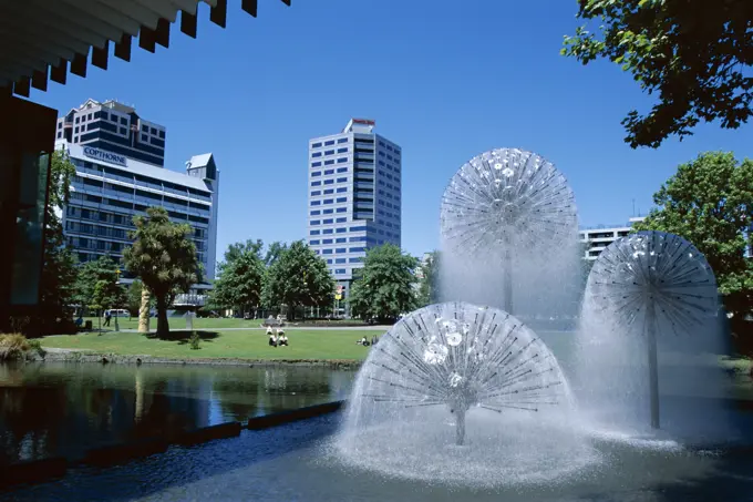 Town Hall fountain, Christchurch, Canterbury, South Island, New Zealand, Pacific