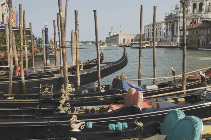 Gondola park, Grand Canal, Venice, UNESCO World Heritage Site, Veneto, Italy, Europe