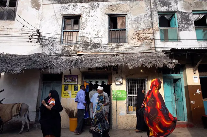 The narrow streets of Lamu Town, Lamu, Kenya, East Africa, Africa