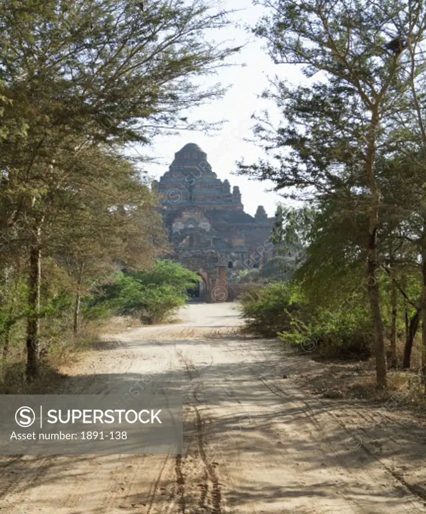 Dirt road leading towards a temple, Dhammayangyi Temple, Bagan, Myanmar